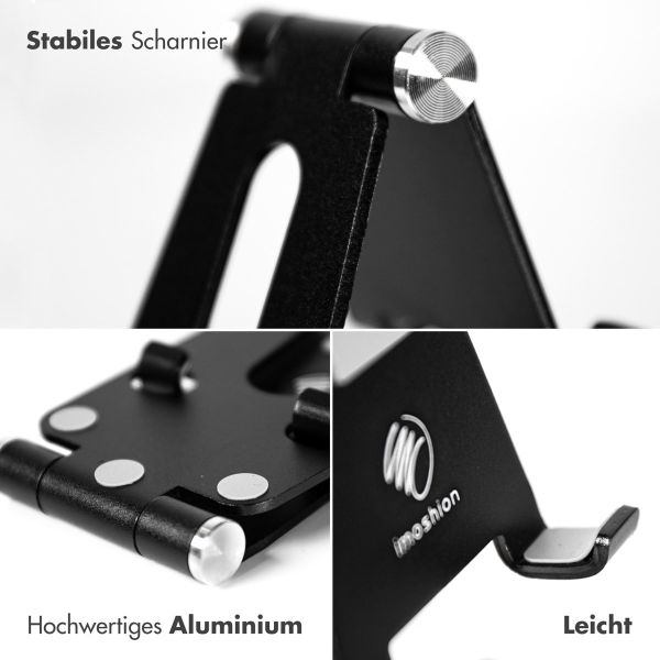 imoshion Handyhalterung für den Schreibtisch für das iPhone 13 Pro - Tablethalter für den Schreibtisch - Verstellbar - Aluminium - Schwarz