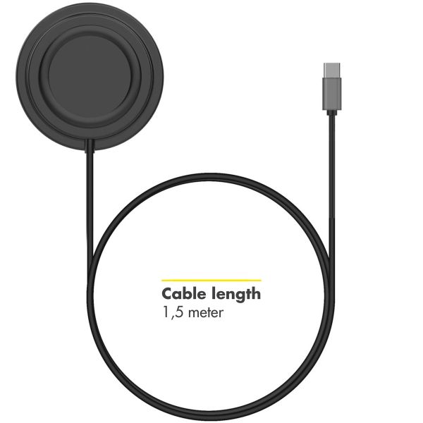 Accezz MagSafe Wireless Charger auf USB-C-Kabel für das iPhone 15 Plus - MagSafe Ladegerät - Rutschfest - Schwarz