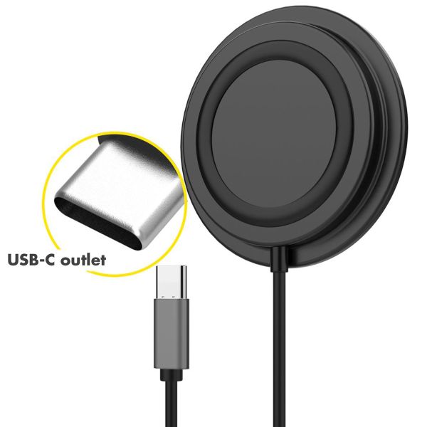 Accezz MagSafe Wireless Charger auf USB-C-Kabel für das iPhone 15 Plus - MagSafe Ladegerät - Rutschfest - Schwarz