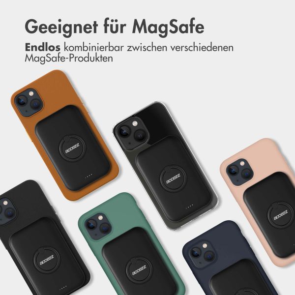 Accezz MagSafe Powerbank für das iPhone 15 Pro Max - 5000 mAh - Kabellose Powerbank mit Ringhalterung - Schwarz