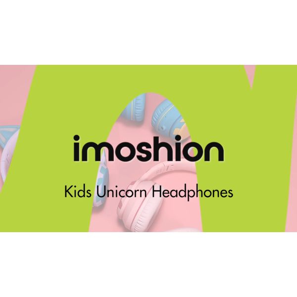 imoshion Kids Unicorn LED Light Bluetooth Kopfhörer - Kinderkopfhörer mit Dezibelbegrenzer - Drahtloser Kopfhörer + AUX-Kabel - Lavender Lilac / Soft Blue