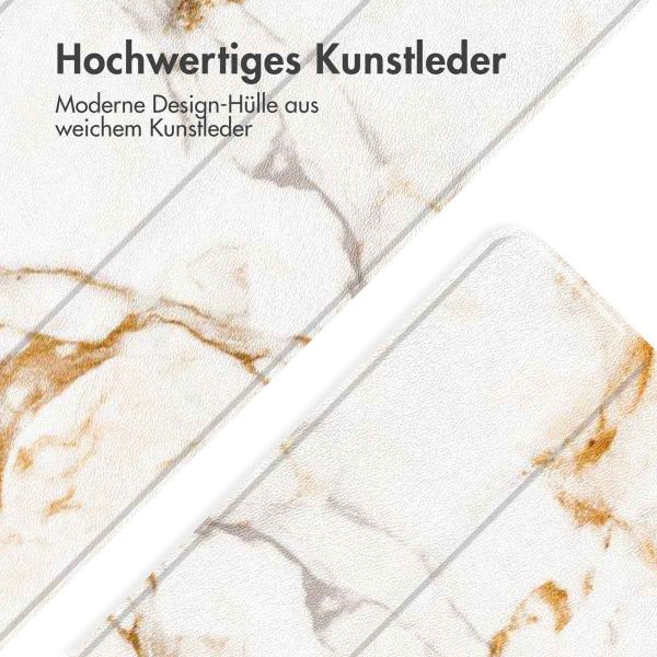 imoshion Design Trifold Klapphülle für das Samsung Galaxy Tab A9 8.7 Zoll - White Marble