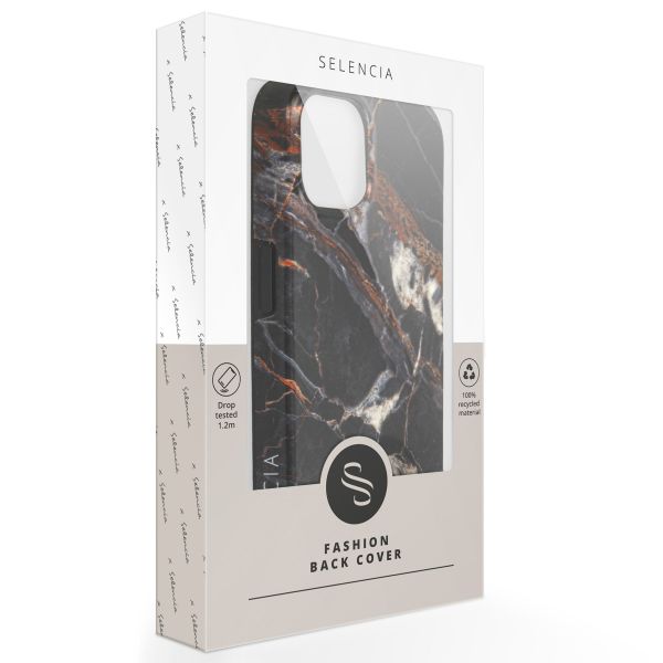 Selencia Aurora Fashion Back Case für das iPhone SE (2022 / 2020) / 8 / 7 - ﻿Strapazierfähige Hülle - 100 % recycelt - Schwarzer Marmor