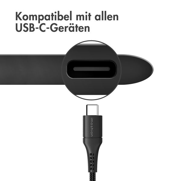 imoshion Braided USB-C-zu-USB Kabel für das iPhone 15 Plus - 1 Meter - Schwarz