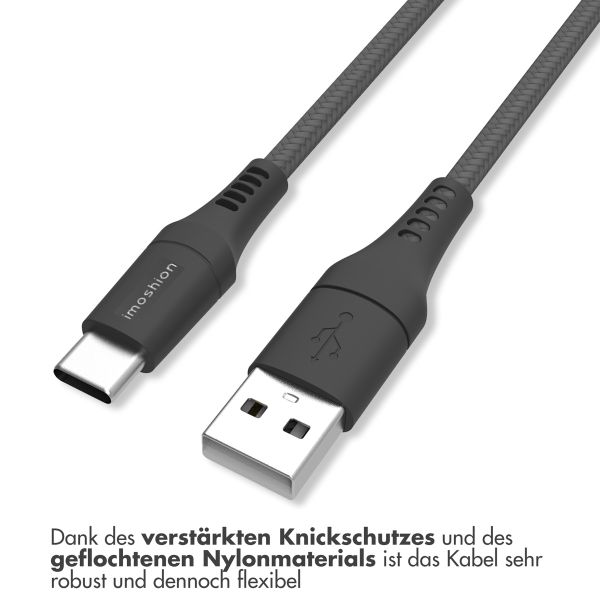 imoshion Braided USB-C-zu-USB Kabel für das iPhone 15 Plus - 1 Meter - Schwarz