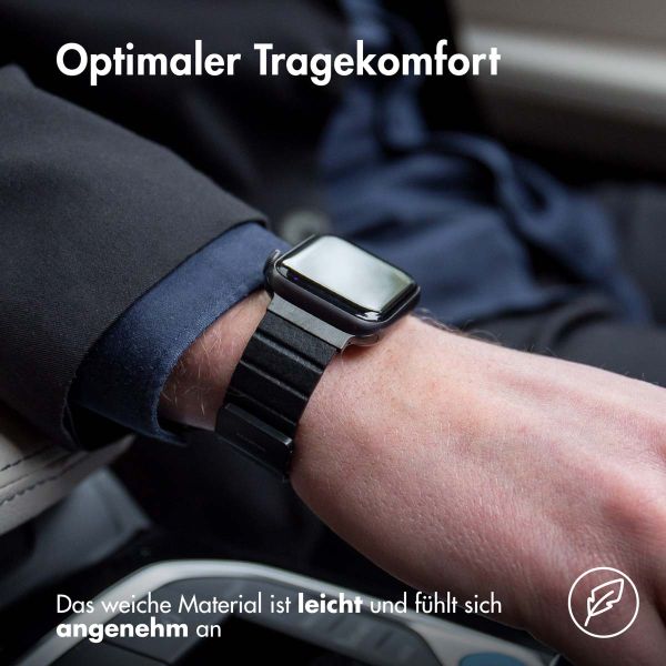 imoshion Magnetlederarmband für das Apple Watch Series 1-10 / SE / Ultra (2) - 42/44/45/46/49 mm - Schwarz