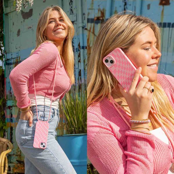 imoshion Silikonhülle design mit Band für das iPhone 14 Pro Max - Retro Pink