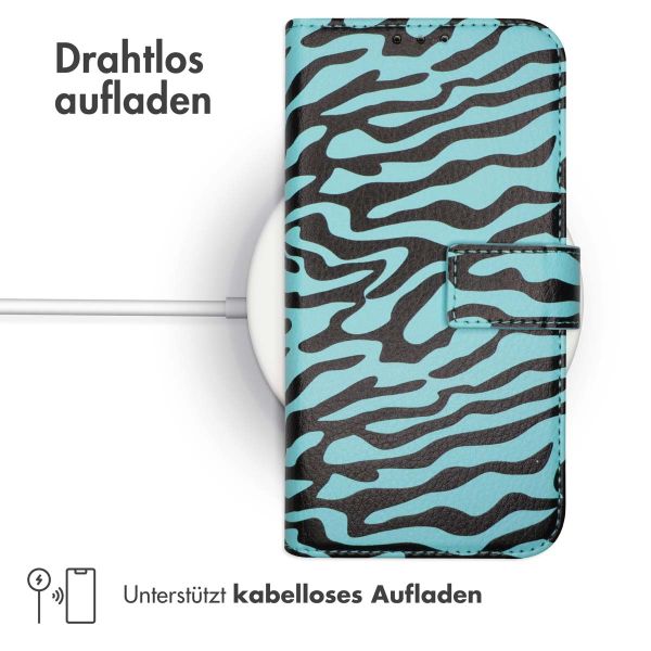 imoshion ﻿Design Klapphülle für das iPhone 12 (Pro) - Black Blue Stripes