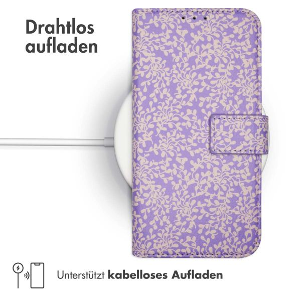 imoshion ﻿Design Klapphülle für das Samsung Galaxy A34 (5G) - Purple White Flowers
