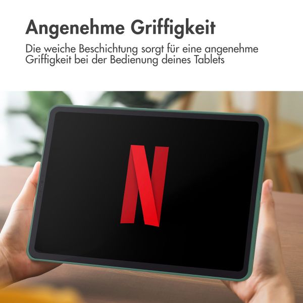 Accezz Liquid Silicone Back Cover mit Stifthalter für das iPad Pro 11 (2018/2020/2021/2022) - Dunkelgrün