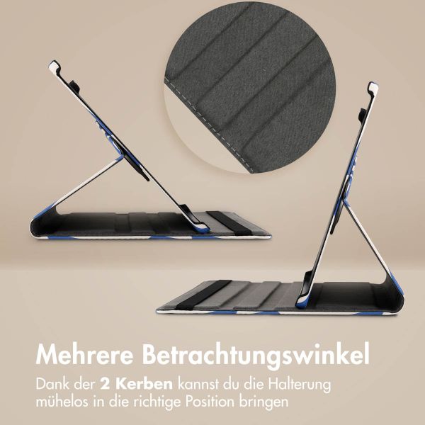 imoshion 360° drehbare Design Klapphülle für das Samsung Galaxy Tab S9 FE Plus - White Blue Stripes