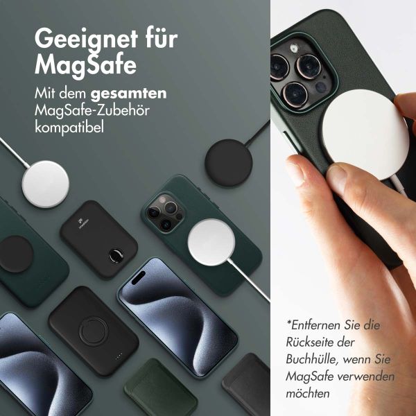 Accezz 2-in-1 Klapphülle aus Leder mit MagSafe für das iPhone 16  - Cedar Green