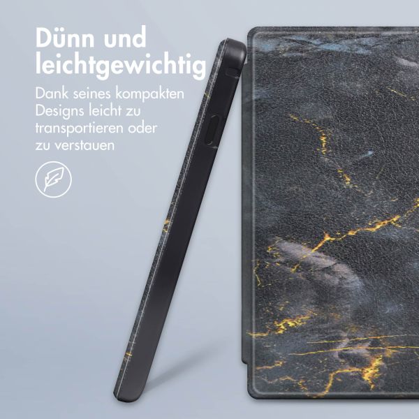 imoshion Design Slim Hard Case Sleepcover mit Stand für das Kobo Libra Colour - Black Marble