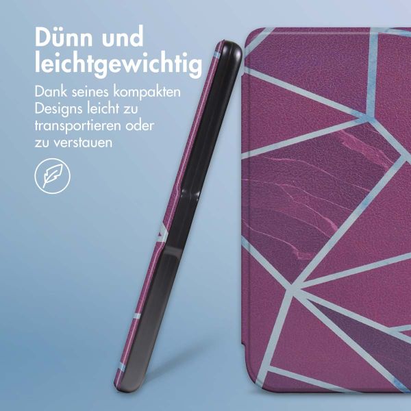 imoshion Design Slim Hard Case Sleepcover mit Stand für das Kobo Libra Colour - Bordeaux Graphic