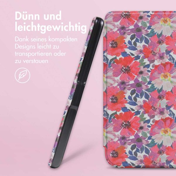 imoshion Design Slim Hard Case Sleepcover für das Kobo Clara Colour / Kobo Clara BW - Flower Watercolor