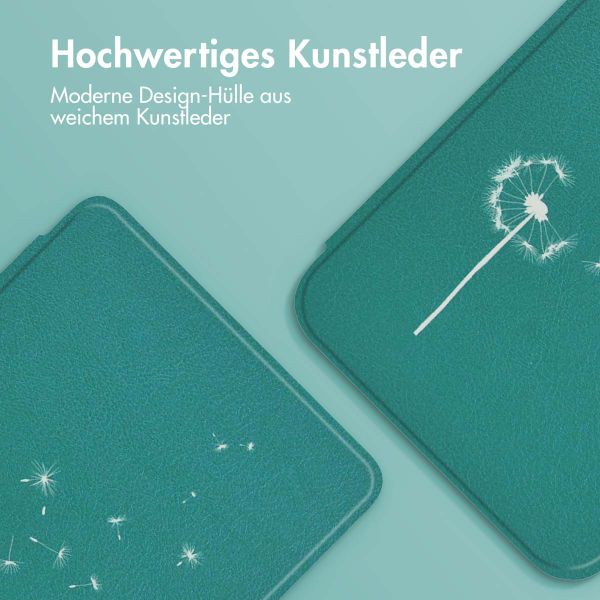 imoshion Design Slim Hard Case Sleepcover mit Stand für das Kobo Libra Colour - Green Dandelion