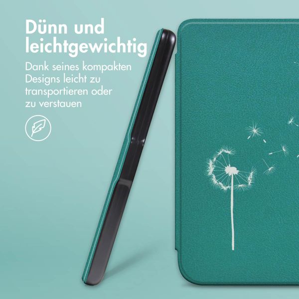 imoshion Design Slim Hard Case Sleepcover mit Stand für das Kobo Libra Colour - Green Dandelion