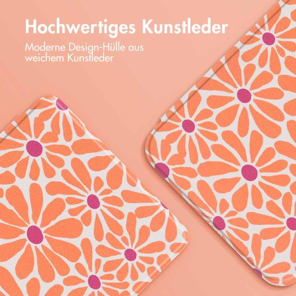 imoshion Design Slim Hard Case Sleepcover mit Stand für das Kobo Libra Colour - Orange Flowers Connect