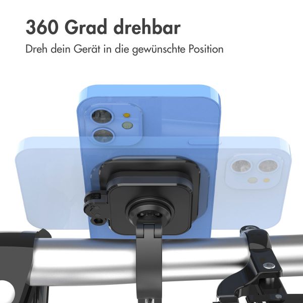 Accezz EasyLock handyhalterung Fahrrad - Inklusive Hülle für das iPhone 15 Pro - Aluminium - 360 Grad drehbar - Schwarz