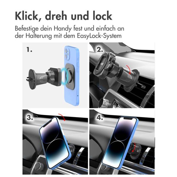 Accezz EasyLock Handyhalterung Auto - Inklusive Hülle für das iPhone 14 Pro - Lüftungsgitter -  360 Grad drehbar - Schwarz