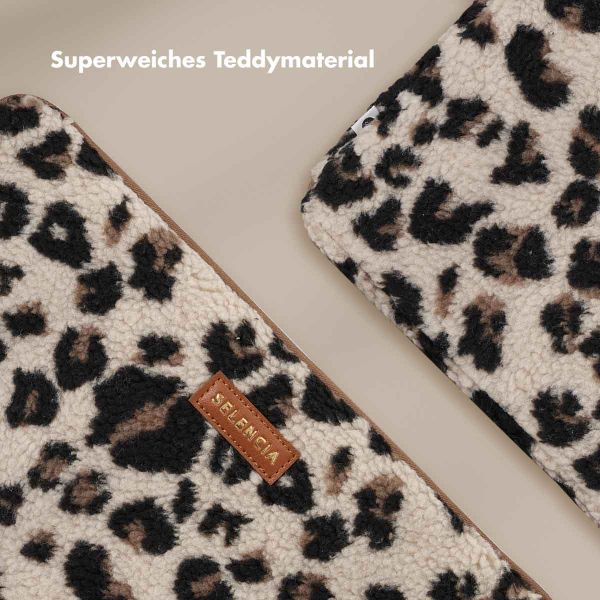 Selencia Teddy Laptop Hülle 15-16 Zoll - Laptop Sleeve - Leopard