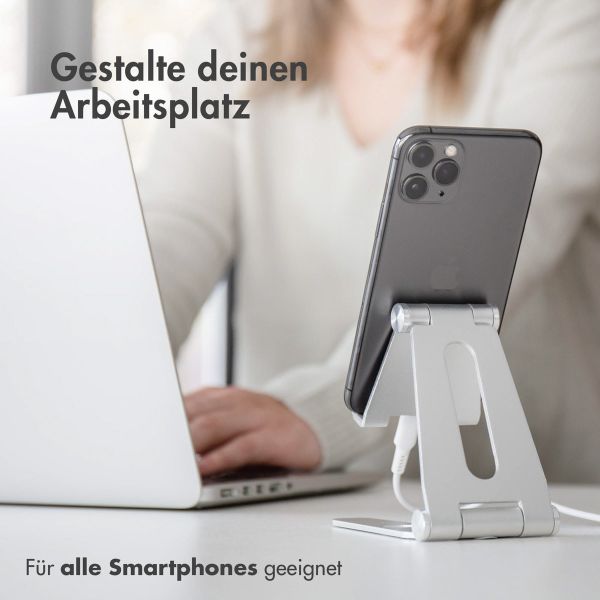 imoshion Handyhalterung für den Schreibtisch für das Samsung Galaxy S23 Ultra – Tablethalter für den Schreibtisch - Verstellbar - Aluminium - Silberfarben