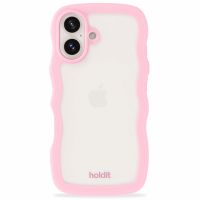 Holdit Wavy Case für das iPhone 16 Plus - Pink / Transparent