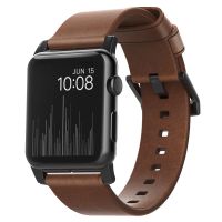 Nomad Modernes Lederarmband für die Apple Watch Series 1-10 / SE / Ultra (2) - 42/44/45/46/49 mm - Braun/Schwarz