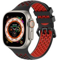 imoshion Silikonsportarmband Buckle für das Apple Watch Series 1-10 / SE / Ultra (2) - 42/44/45/46/49 mm - Schwarz / Rot