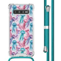 imoshion Design Hülle mit Band für das Samsung Galaxy S10 - Jellyfish Watercolor