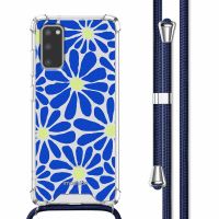 imoshion Design Hülle mit Band für das Samsung Galaxy S20 - Cobalt Blue Flowers Connect