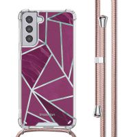 imoshion Design Hülle mit Band für das Samsung Galaxy S21 Plus - Bordeaux Graphic
