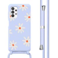 imoshion Silikonhülle design mit Band für das Samsung Galaxy A32 (4G) - Lila Flower Distance