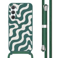 imoshion Silikonhülle design mit Band für das Samsung Galaxy A35 - Petrol Green Groovy