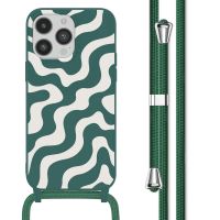 imoshion Silikonhülle design mit Band für das iPhone 14 Pro Max - Petrol Green Groovy