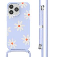 imoshion Silikonhülle design mit Band für das iPhone 14 Pro Max - Lila Flower Distance