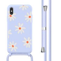 imoshion Silikonhülle design mit Band für das iPhone X / Xs - Lila Flower Distance