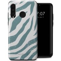 Selencia Vivid Back Cover für das Huawei P30 Lite - Colorful Zebra Pine Blue