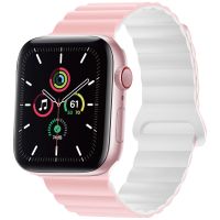 imoshion Silikon-Magnetarmband für die Apple Watch Apple Watch Series 1-9 / SE - 38/40/41 mm / Series 10 - 42 mm - Rosa / Weiß