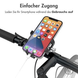 Accezz Handyhalterung Fahrrad für das iPhone 13 Mini - verstellbar -  universell - Aluminium - schwarz