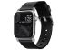 Nomad Modernes Lederarmband für die Apple Watch Series 1-10 / SE / Ultra (2) - 42/44/45/46/49 mm - Schwarz/Silber