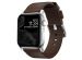 Nomad Modernes Lederarmband für die Apple Watch Series 1-10 / SE / Ultra (2) - 42/44/45/46/49 mm - Braun/Silber