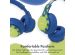 imoshion Kids Dino Bluetooth-Kopfhörer - Kinderkopfhörer mit Dezibelbegrenzer - Drahtloser Kopfhörer + AUX-Kabel - Cobalt Blue / Lime