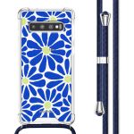 imoshion Design Hülle mit Band für das Samsung Galaxy S10 - Cobalt Blue Flowers Connect