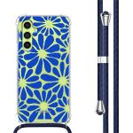 imoshion Design Hülle mit Band für das Samsung Galaxy A34 - Cobalt Blue Flowers Connect