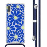 imoshion Design Hülle mit Band für das Samsung Galaxy A70 - Cobalt Blue Flowers Connect