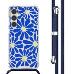 imoshion Design Hülle mit Band für das Samsung Galaxy S24 Plus - Cobalt Blue Flowers Connect