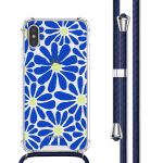 imoshion Design Hülle mit Band für das iPhone Xs / X - Cobalt Blue Flowers Connect