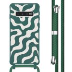 imoshion Silikonhülle design mit Band für das Samsung Galaxy S10 - Petrol Green Groovy