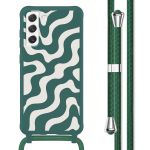 imoshion Silikonhülle design mit Band für das Samsung Galaxy S21 FE - Petrol Green Groovy